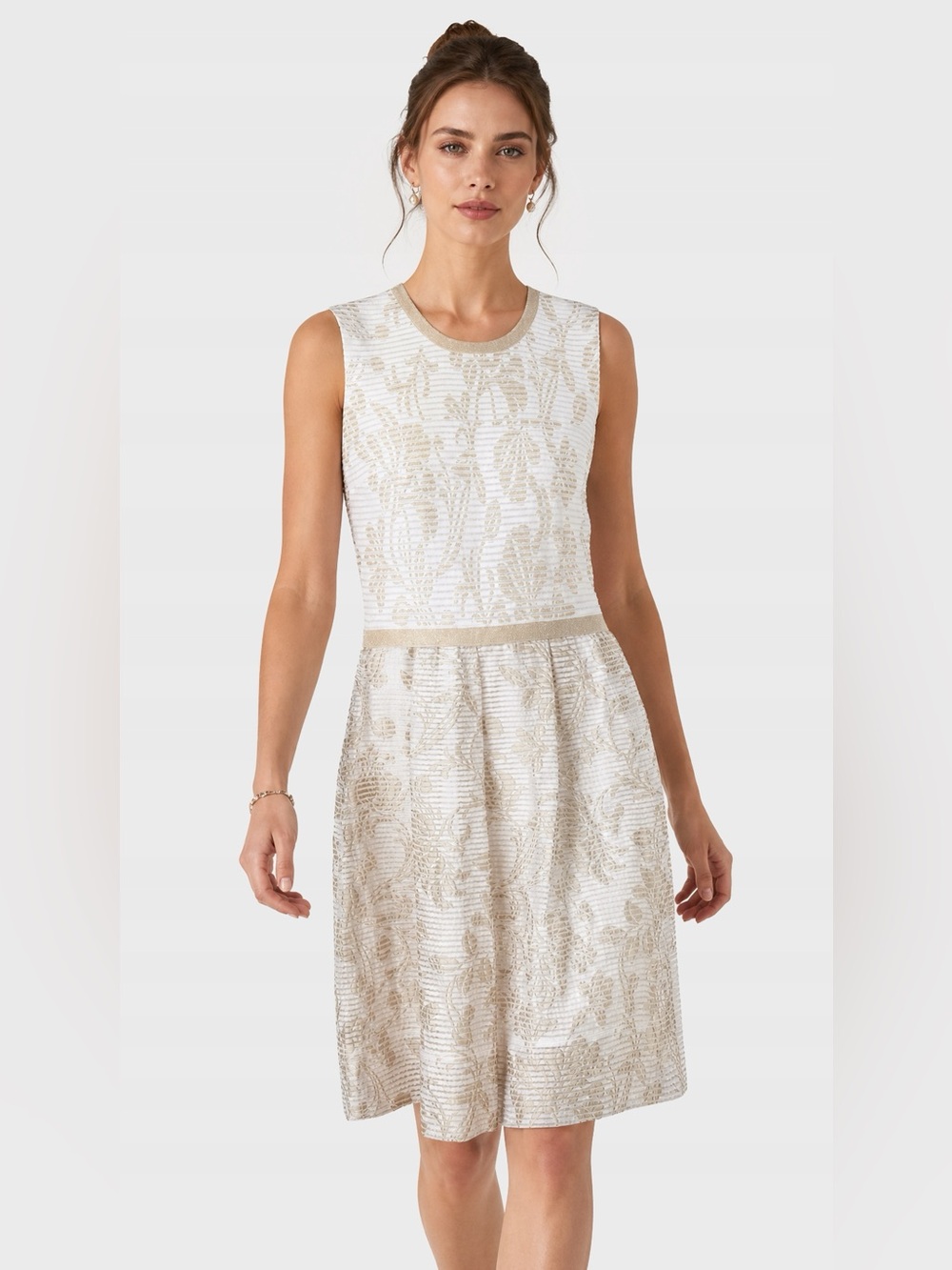 D. Exterior Sleeveless Fit And Flare Dress